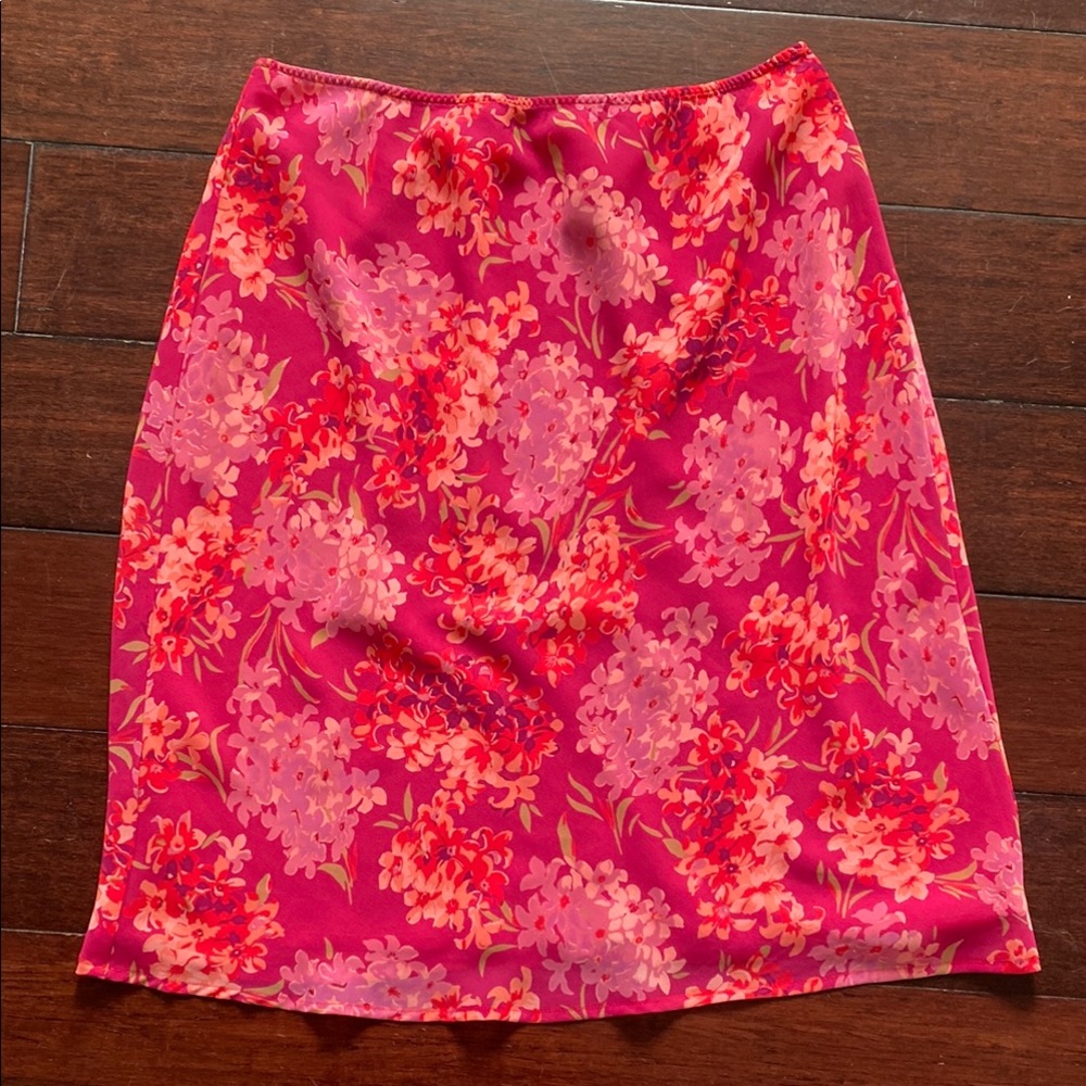 Express Red and Pink Midi Skirt